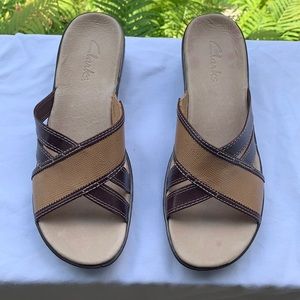 Clark’s Monica Leather Wedge Sandals 9M